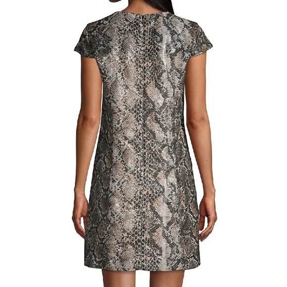 Elie Tahari Elissa Sequin Python-Print Dress - Picture 2 of 10